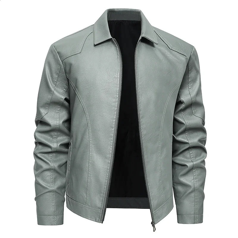 Spring Autumn Turn Down Collar Jackets Leather Coats Men Solid Moto Biker Outwear Slim Fit Casual Leather Jacket Plus Size M-8XL 260917
