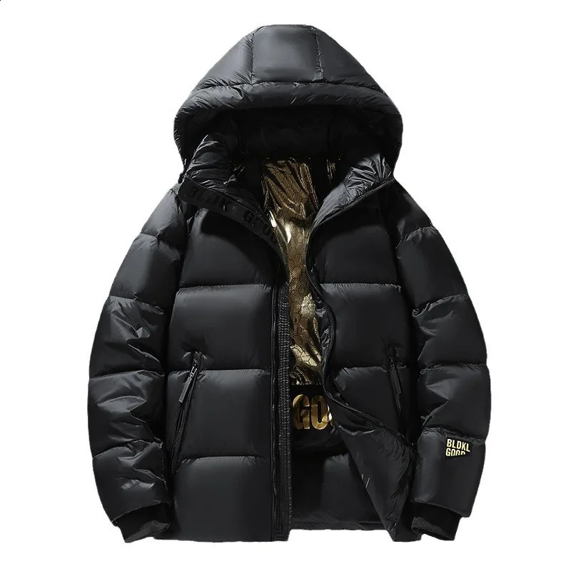 Selling Black Gold Down Cotton Jacket Winter Trendy Hooded ColdResistant Graphene Thermal Thick Coat 260914
