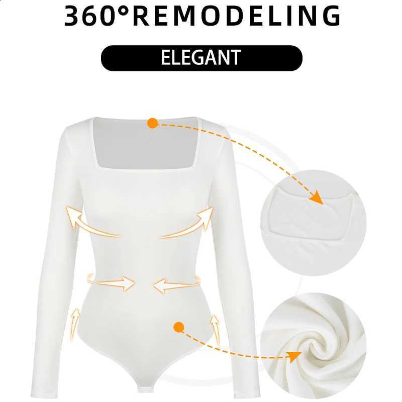 Thermal Underwear Tops Women Sexy Low Cut Square Neck Bodysuits Cotton Fleece Lined Cold Winter Heating Fiber Bottoming Shirt H2609161