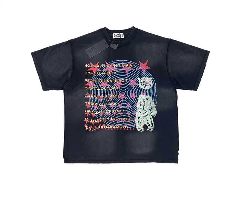 Fashion Trend Hip Hop Style Men's Women's Satoshi Nakamoto Short Sleeved Summer Round Neck New Vintage Washed T-shirts X260916
