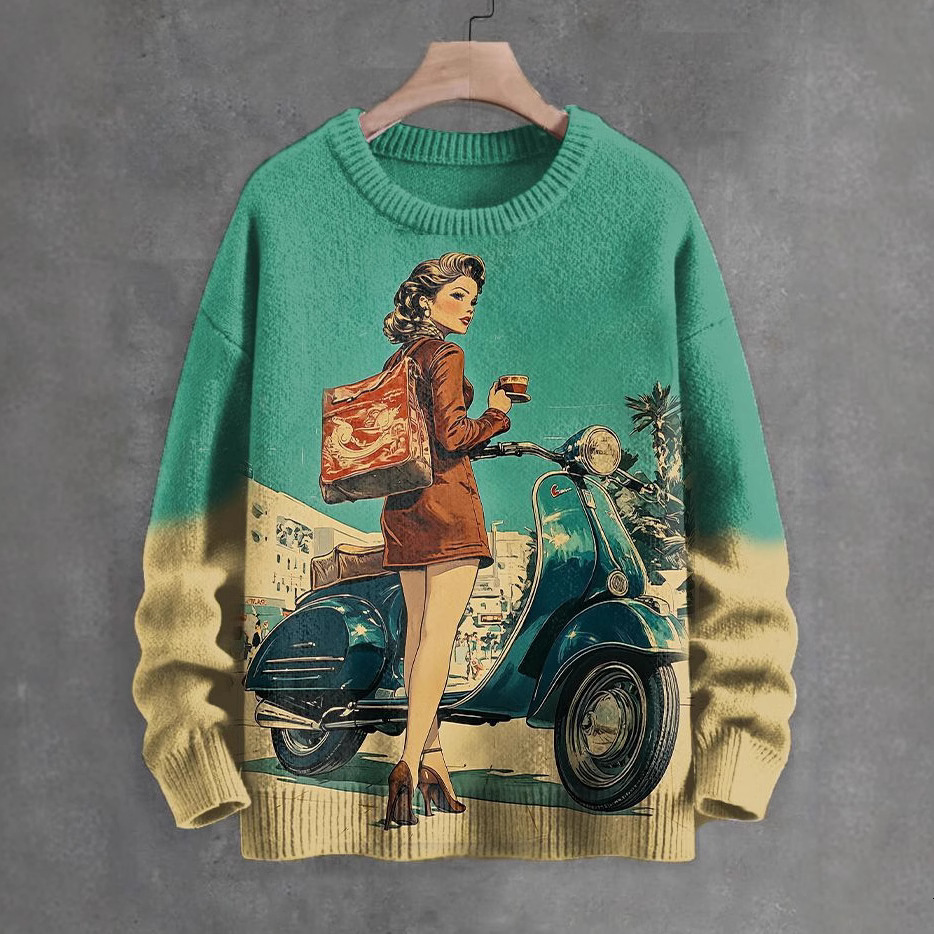 2025 foreign trade autumn and winter cross-border new sweatshirt with 3D digital printing, men's autumn trendy faux sweater, round neck sweatsh