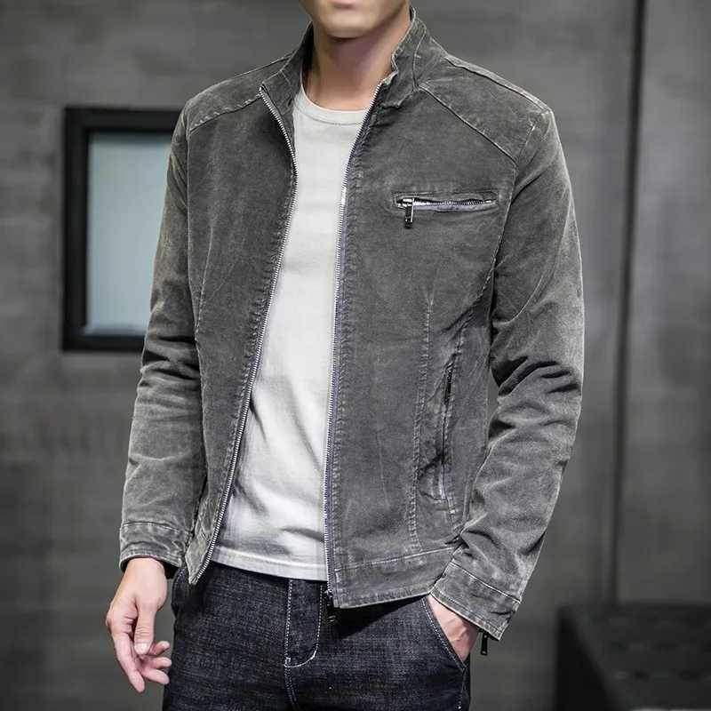 Autumn Denim Jacket Men Vintage Casual Cotton Stand Collar Jean Outwear Male Slim Strtwear Denim Coats Motorcycles Zipper Tops S260917GMWO