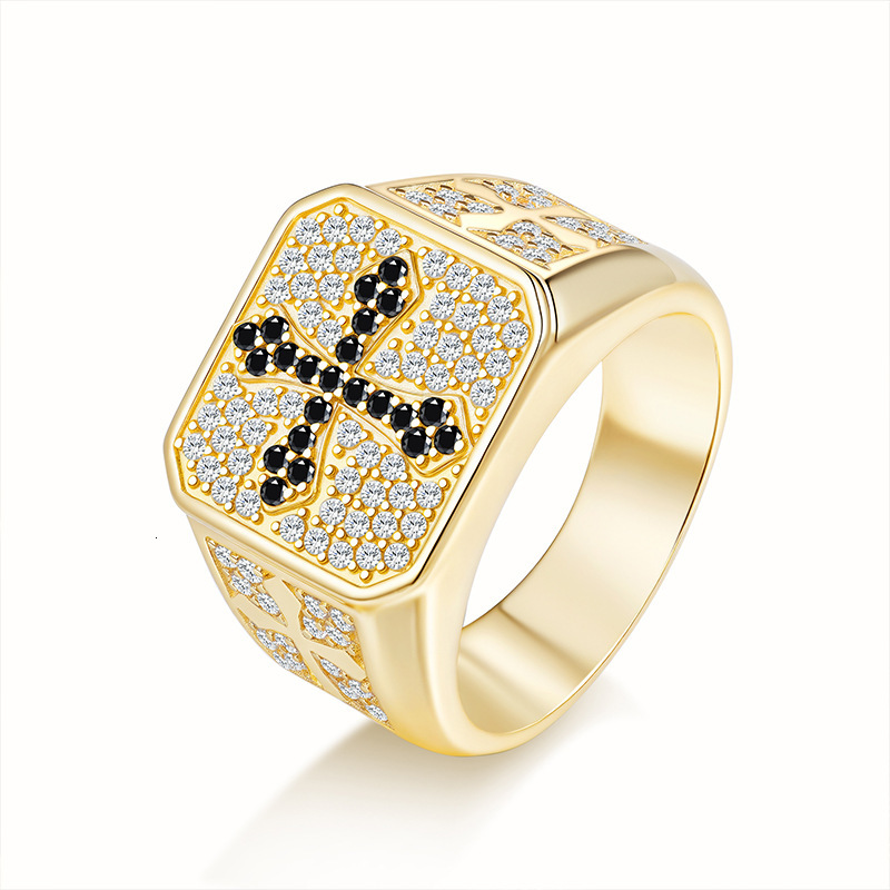 New European and American hip-hop style lab-grown moissanite claw-set gold platinum-plated