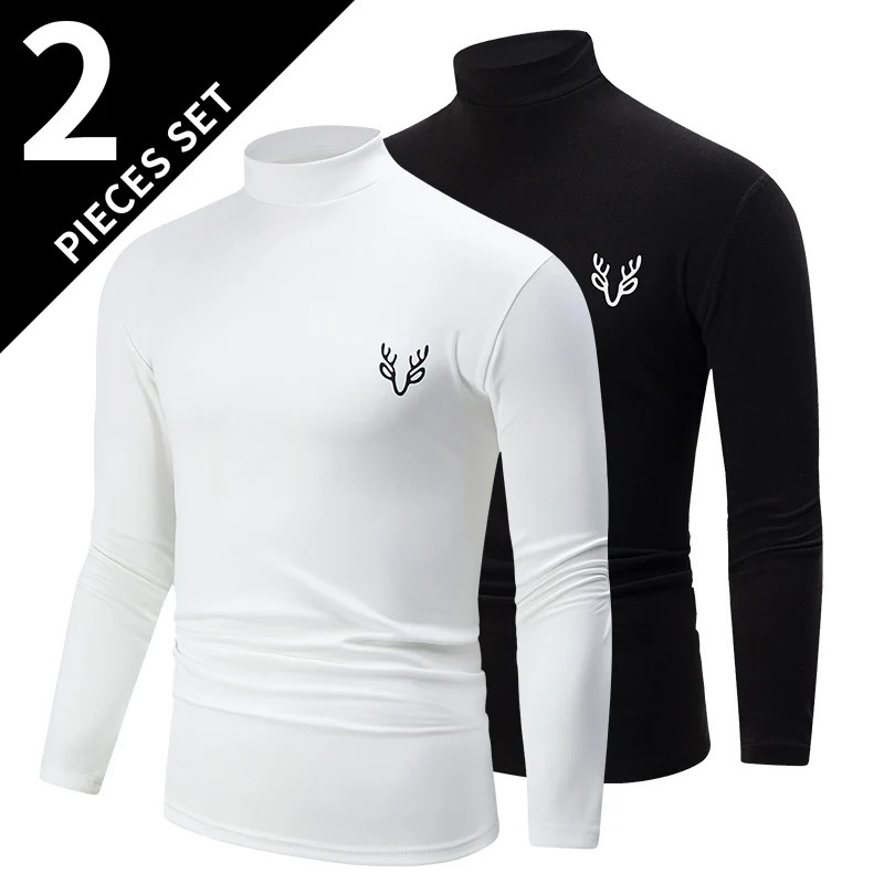 Autumn Men's White Basic Bottoming Small Turtleneck Shirt Casual Joker Fashion Long Sleeve T-Shirt Teenagers Warm Bottoming Swea 260916