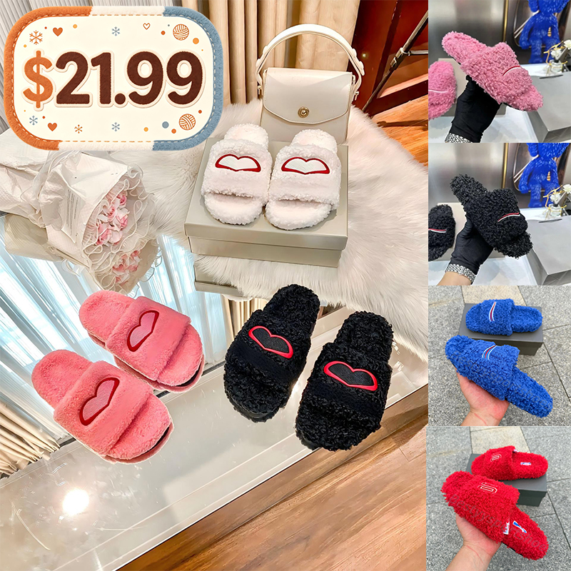 Designer Luxury Slides men women Slippers Ladies Wool Summer Fur Fluffy Furry Letters Sandals Comfortable Fuzzy Girl Flip Flop Slipper with dust bag
