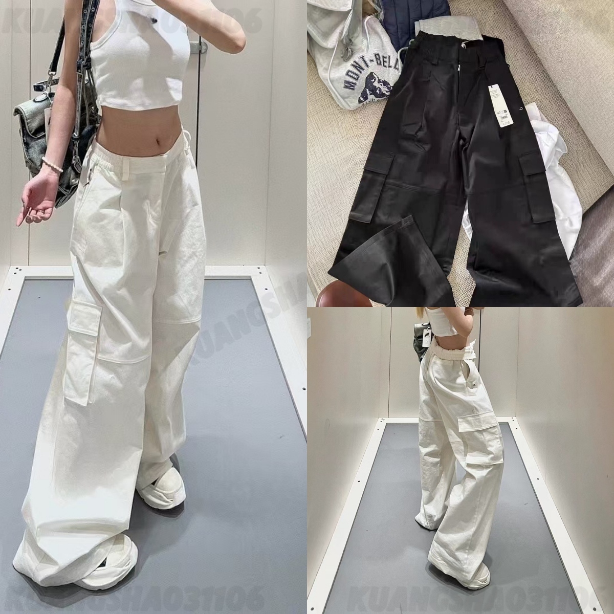 Designer Women's Yoga Cargo Pants Fitness Long Pants Pocket Cargo Pants Reflective Lettering Straight Leg Loose Wide Leg High Waist Casual Vers