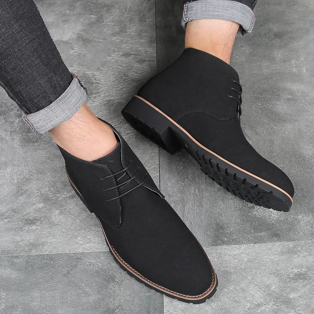 Fashion Men Classic Ankle Suede Leather Chelsea Chukka Boots for Man Ankle Casual British Style Short Boot High-Top Shoes Winter 260916