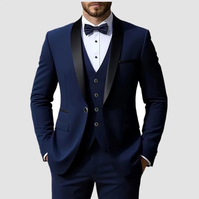 Mens Formal Suit Set Business Casual Slim Fit Tuxedo for Wedding Long Sleeve Notch Lapel Groom 260918
