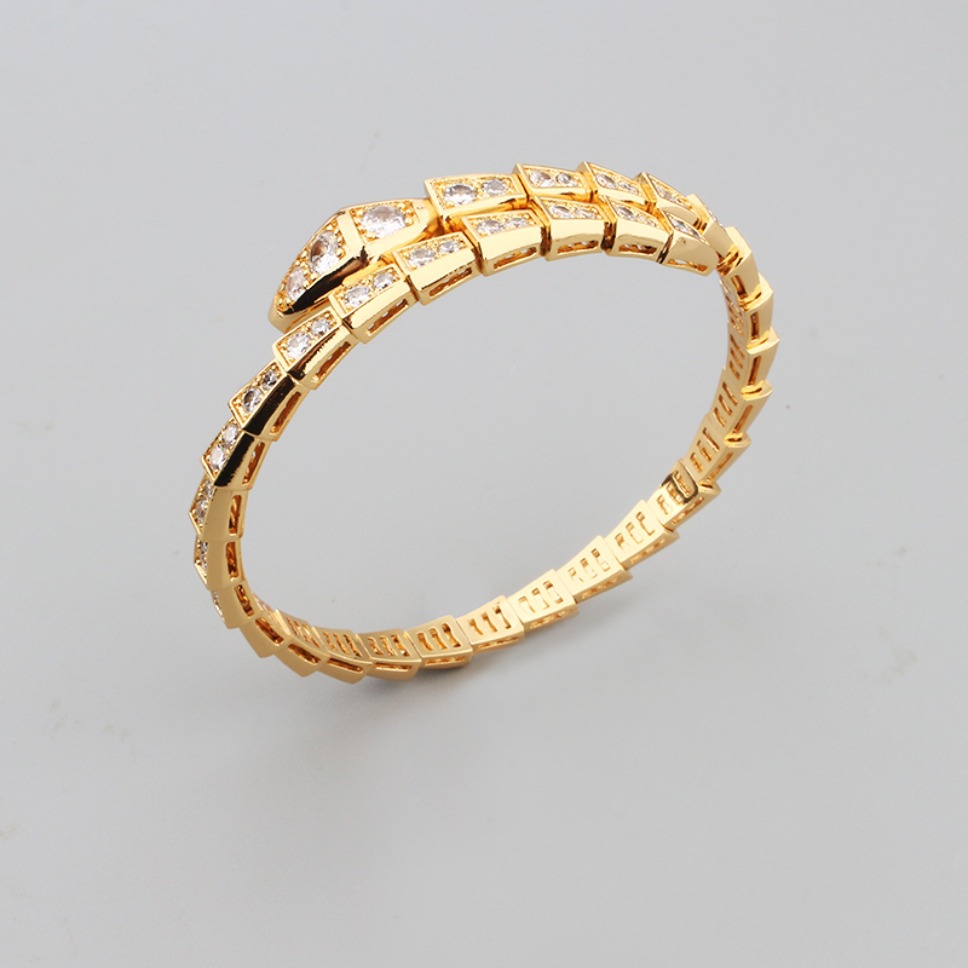 Designer Snake Shape Jewelry Set Women Open Bangle Ring Ear Hoops Fashion Crystal Party Jewelry Gifts