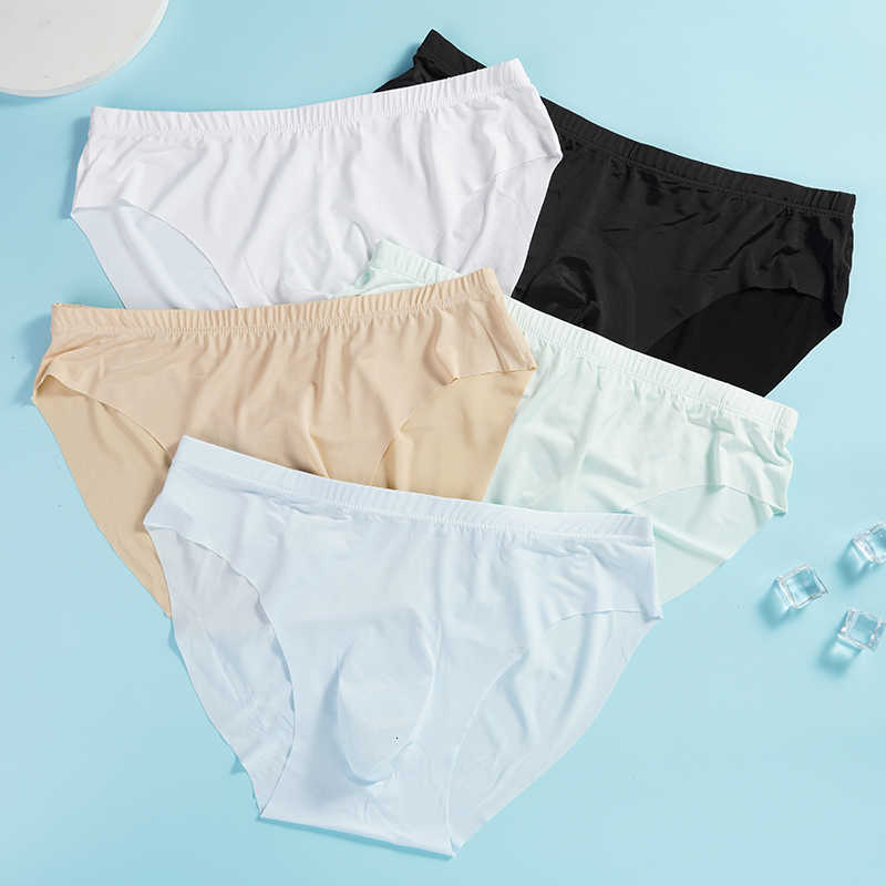 Summer Underpants 5 PCS/Lot Men's Ice Silk Briefs Transparent Sexy Quick-drying Trendy Breathable Underwear Ultra-thin Seamless Panties D260918