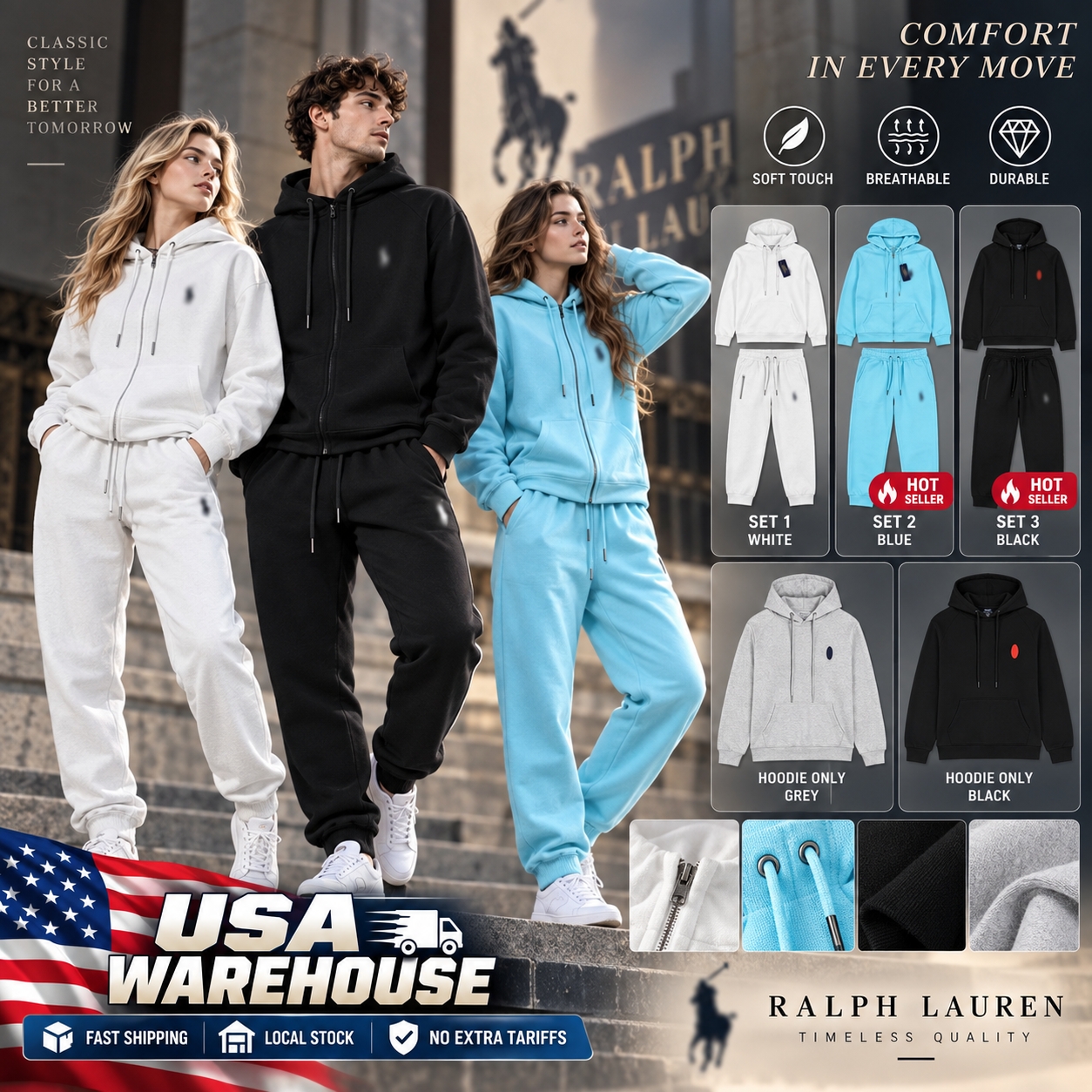 Ralphhly Tracksuits designer polo shirt short quarter zip polo sweater spring and autumn casual versatile knitted hoodie with a small pony logo