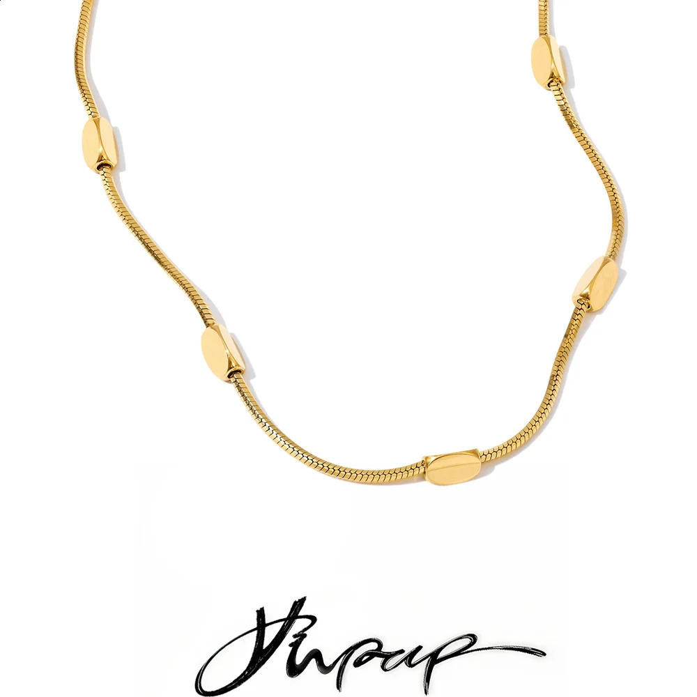 Yhpup Trending Stainless Steel Snake Chain Necklace Gold Platinum Plated Personalized Simple Collar Jewelry Accessories 260917