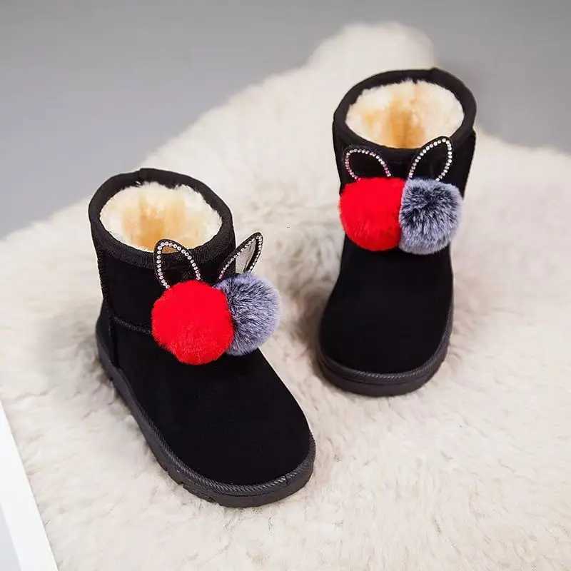 Girls Thermal Glitter Snow Boots 2025 Winter Fleece Lined Mid Calf Anti Slip Cotton Boots for Kids Outdoor Play Warm Cozy X260917