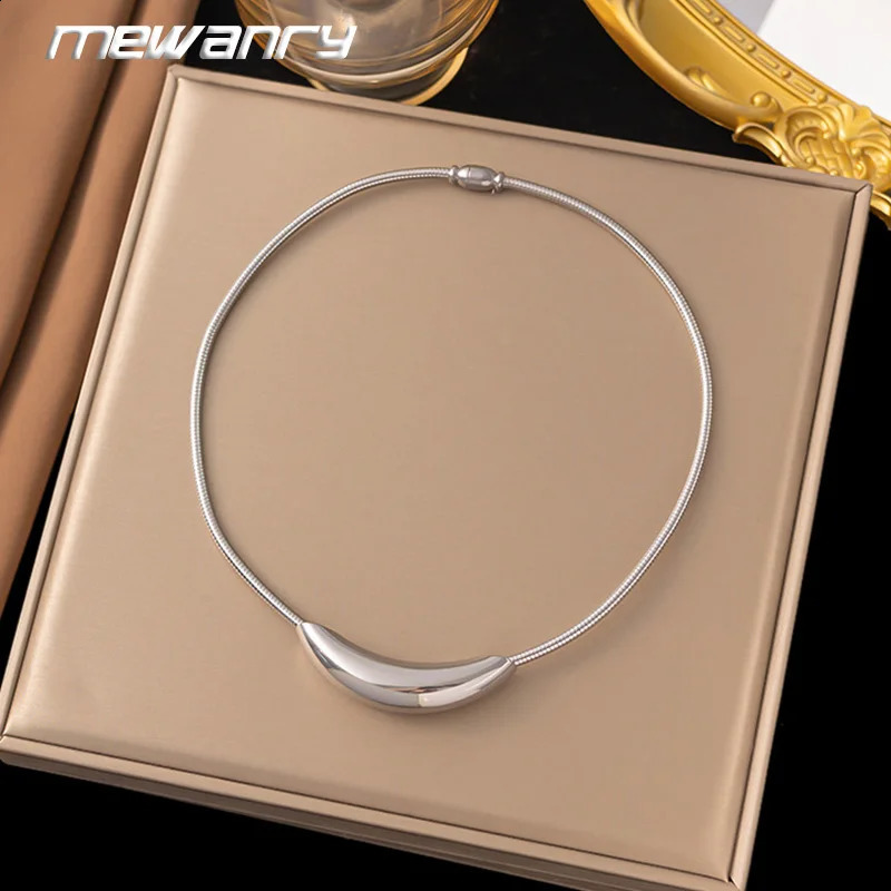 Mewanry 316L Stainless Steel Arc Geometric Necklace For Women Minimalist Trendy Classic Hip Hop Non-fading Birthday Jewelry Gift 260917