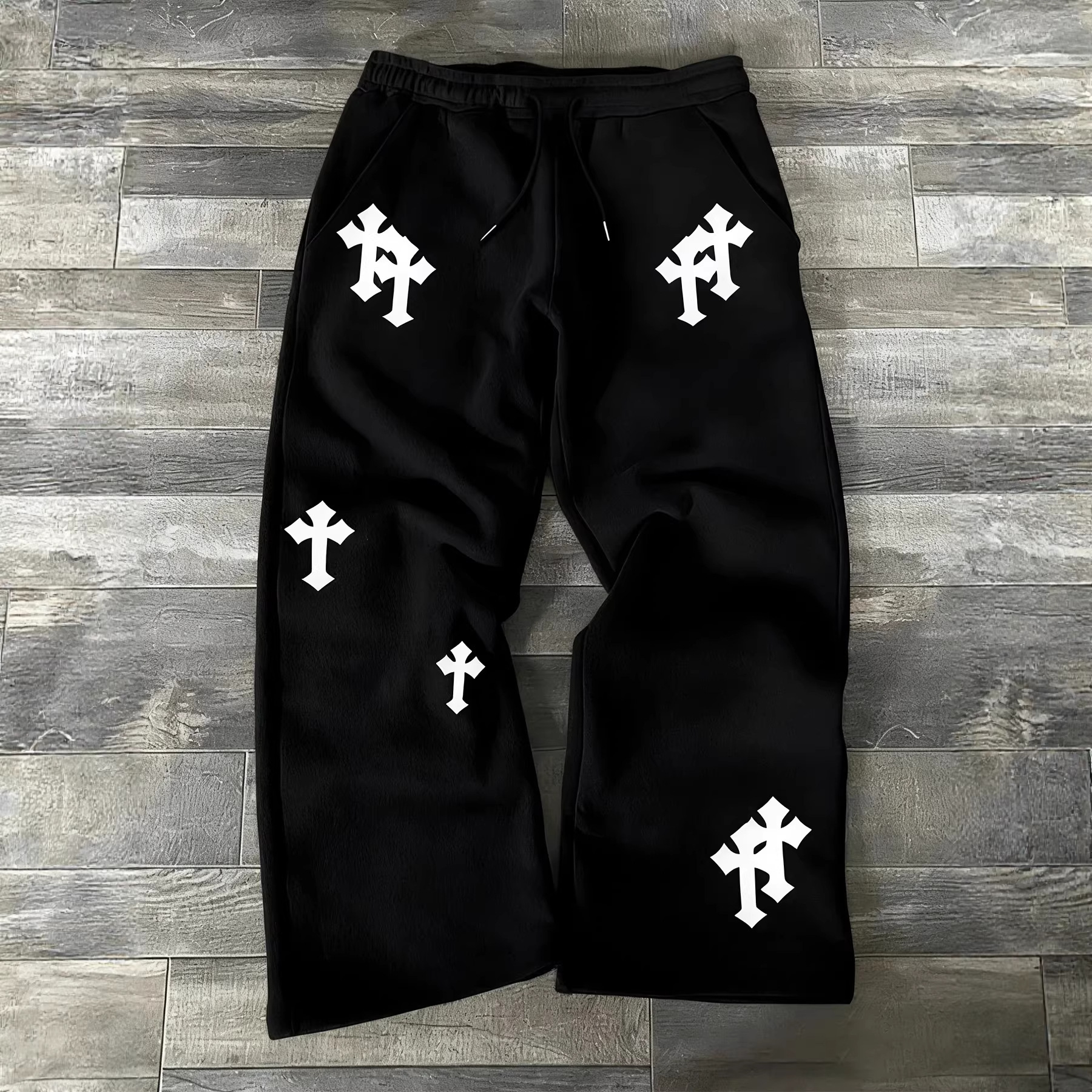 Luxury Brand Designer Spring And Autumn New Y2k Dark Gothic Print Loose Slimming Unisex Drawstring Sweatpants Wide Leg Joggers Clothes 2026 Slim-Fit