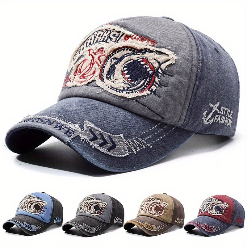 Luxury Cap Brand Designer Hat Spring Summer Outdoor Hats For Women Men, Featuring Embroidered Lettering, Shark Design, Baseball Cap Style, Vintage W