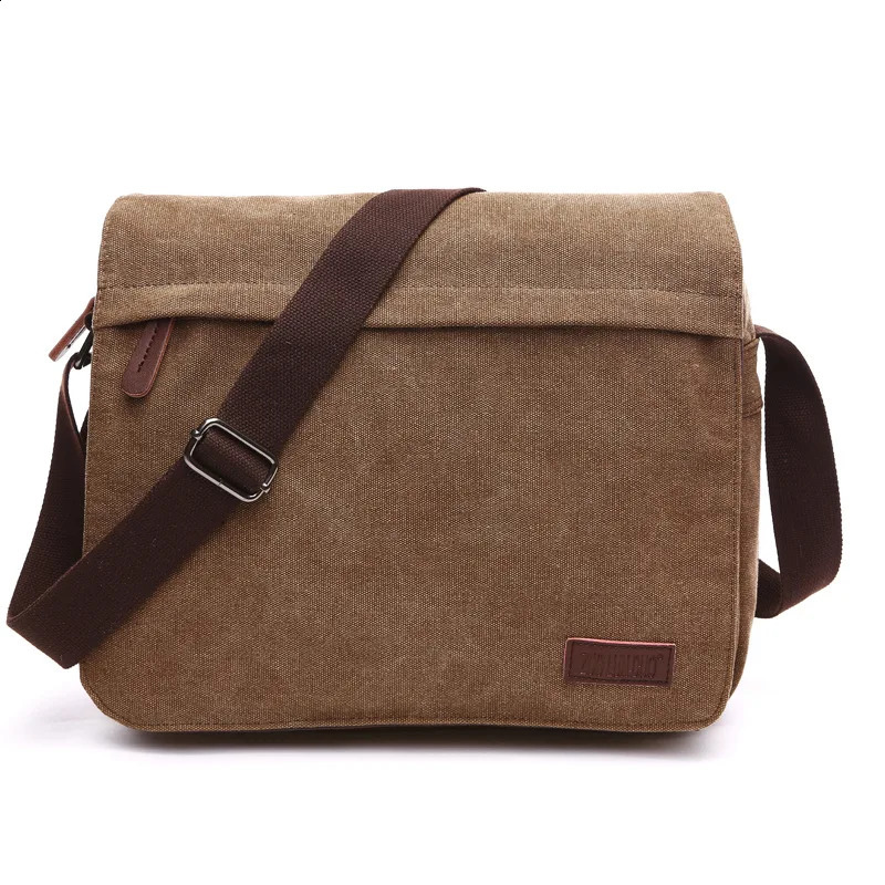 Fashion Solid Vintage Canvas Messenger Satchel Bags Buckle Casual Portable Shoulder Bag Korean Trend Simple Pack For Men 260917