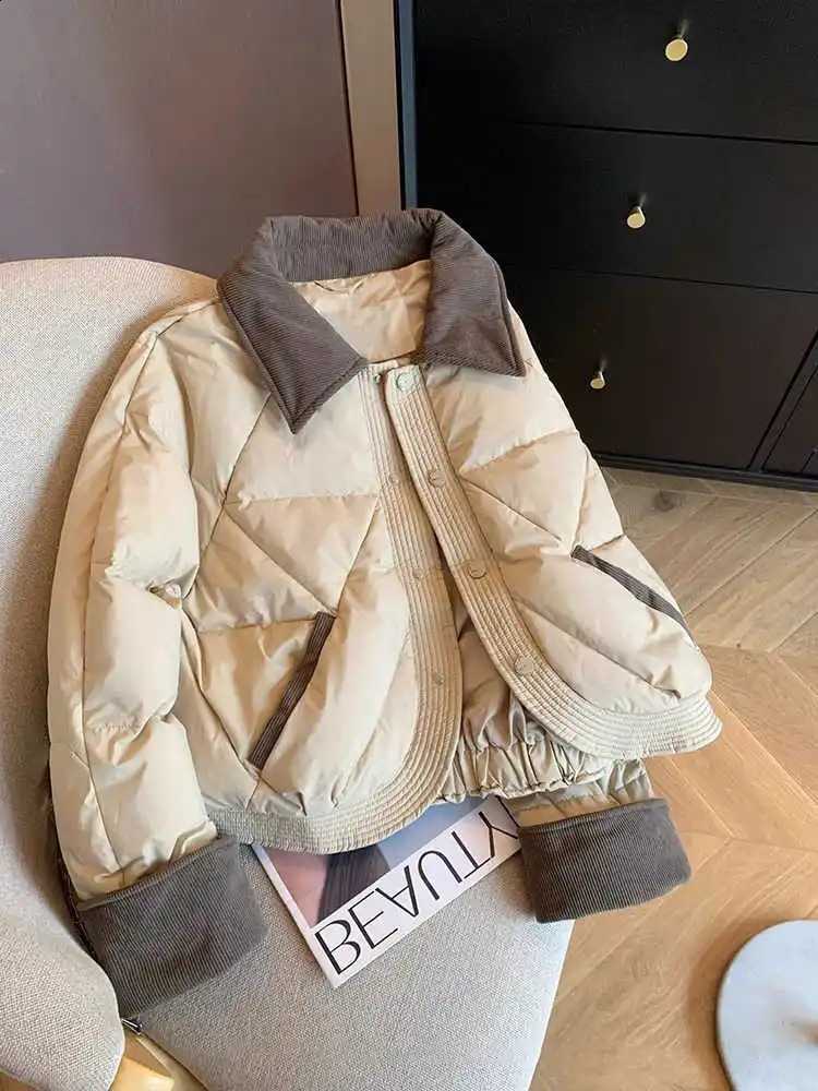 Women Khaki Winter Parka Jacket Coat Vintage Outerwear Thicken Warm Overcoat Harajuku Cropped Padded Jacket Clothes Autumn 2025 H260917