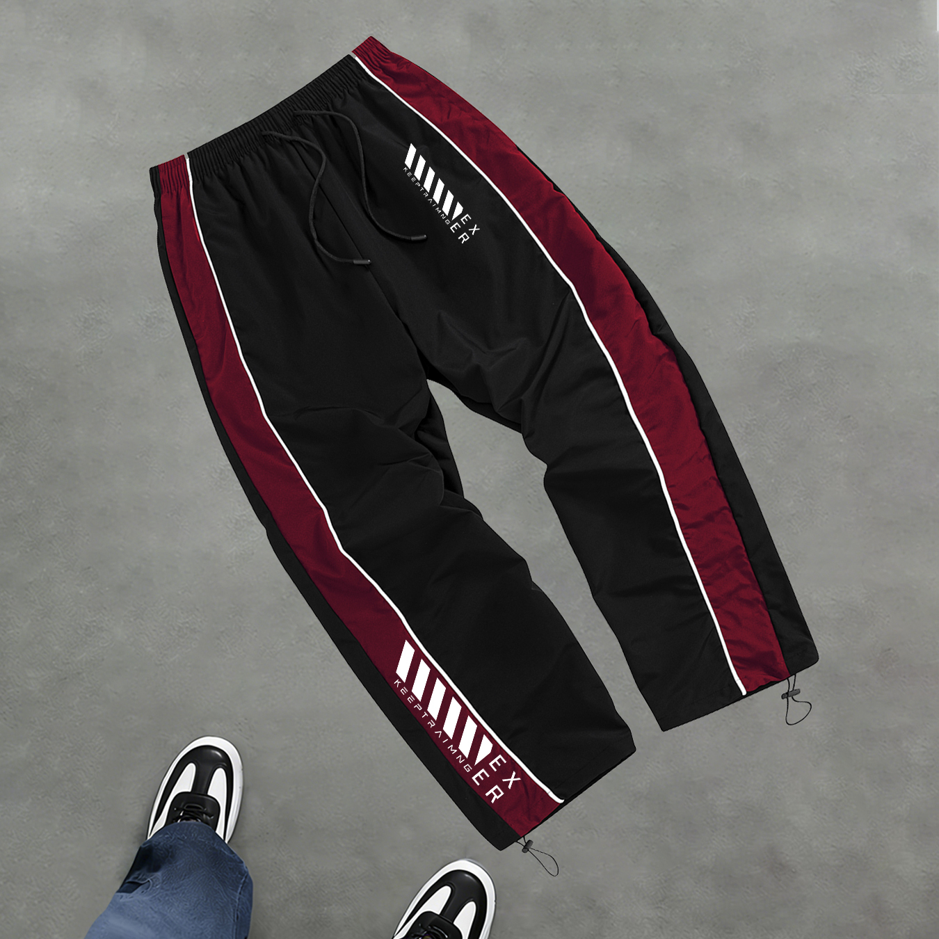 Men's Unique Square Word Print Sports Trouser Quick Drying Breathable Drawstring Casual Pants Outdoor Fitness Running Sportswear 26L0918