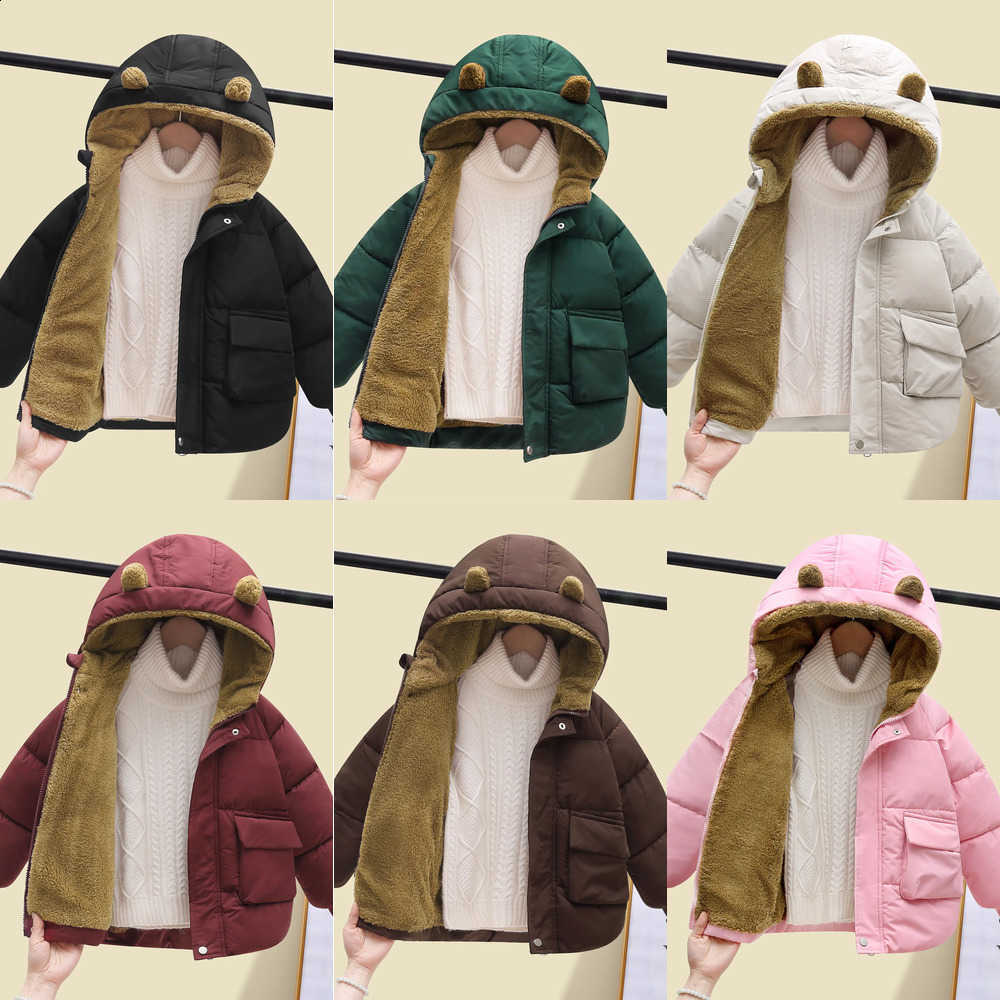 Down Winter Kids Warm Padded Coats Autumn Ears Hooded Jackets Coat For Boys Girls Overcoat Children's Clothing Baby OuterwearW260917