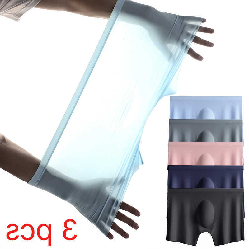 Ultra-thin Men's Summer Underpants 3Pcs/Lot Boxers Briefs Ice Silk Seamless Underwear Sexy Lingerie Underpants Shorts Breathable Panties D26091