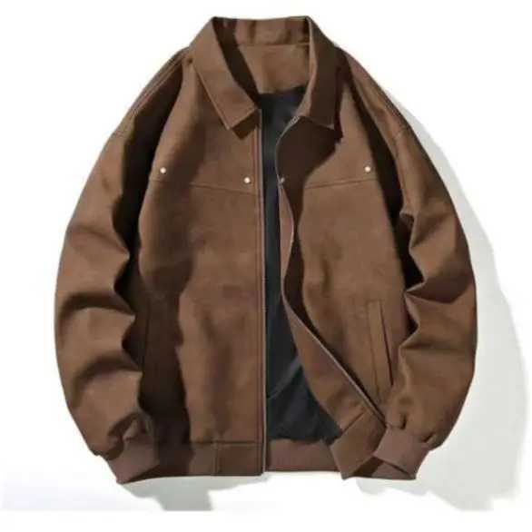 American Vintage Rivet Jacket Men Spring Autumn Lapel Baseball Bomber Leather Coat Unisex Couple Outerwear S260918ACZV