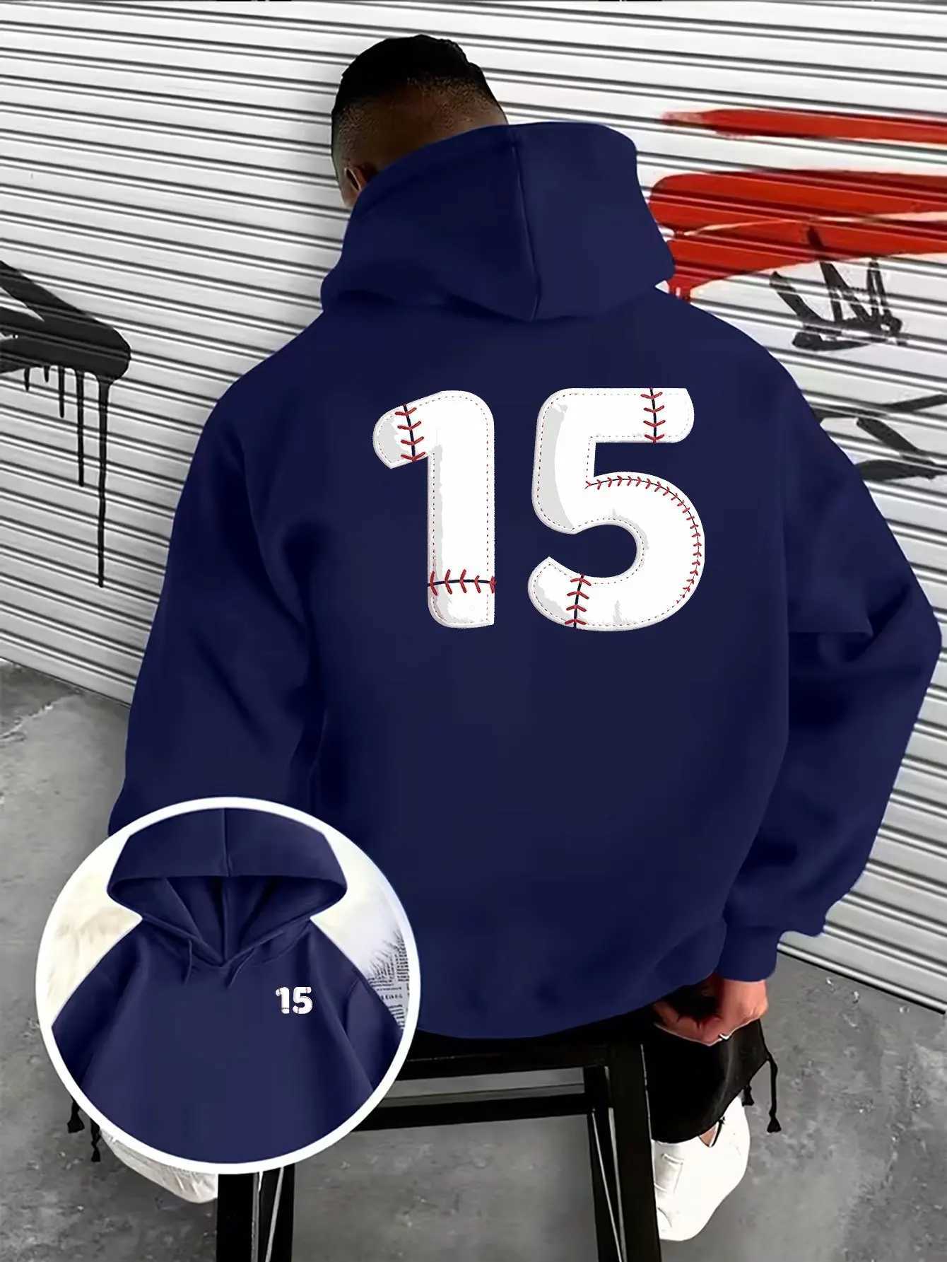 Baseball-print digital sports style men's fashion hooded sweatshirtfeaturing acreative double-sided print on the front and back. S2609182UE1