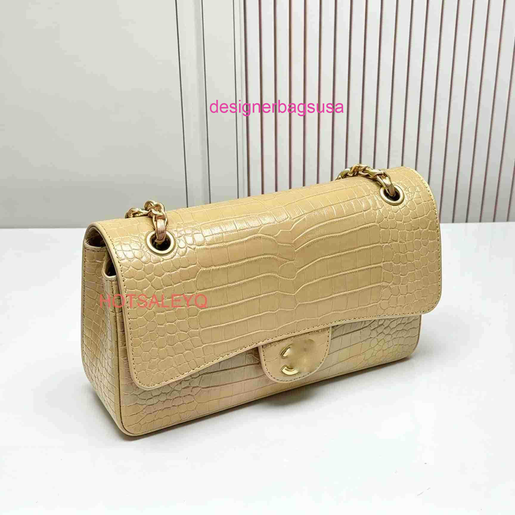 Flap Luxury Designer Bag CF Classic Style A01112 Womens Bag Top Layer Crocodile Leather Luxury Bag Handmade Bag With Solid Steel Gold Hardware Yqtgo