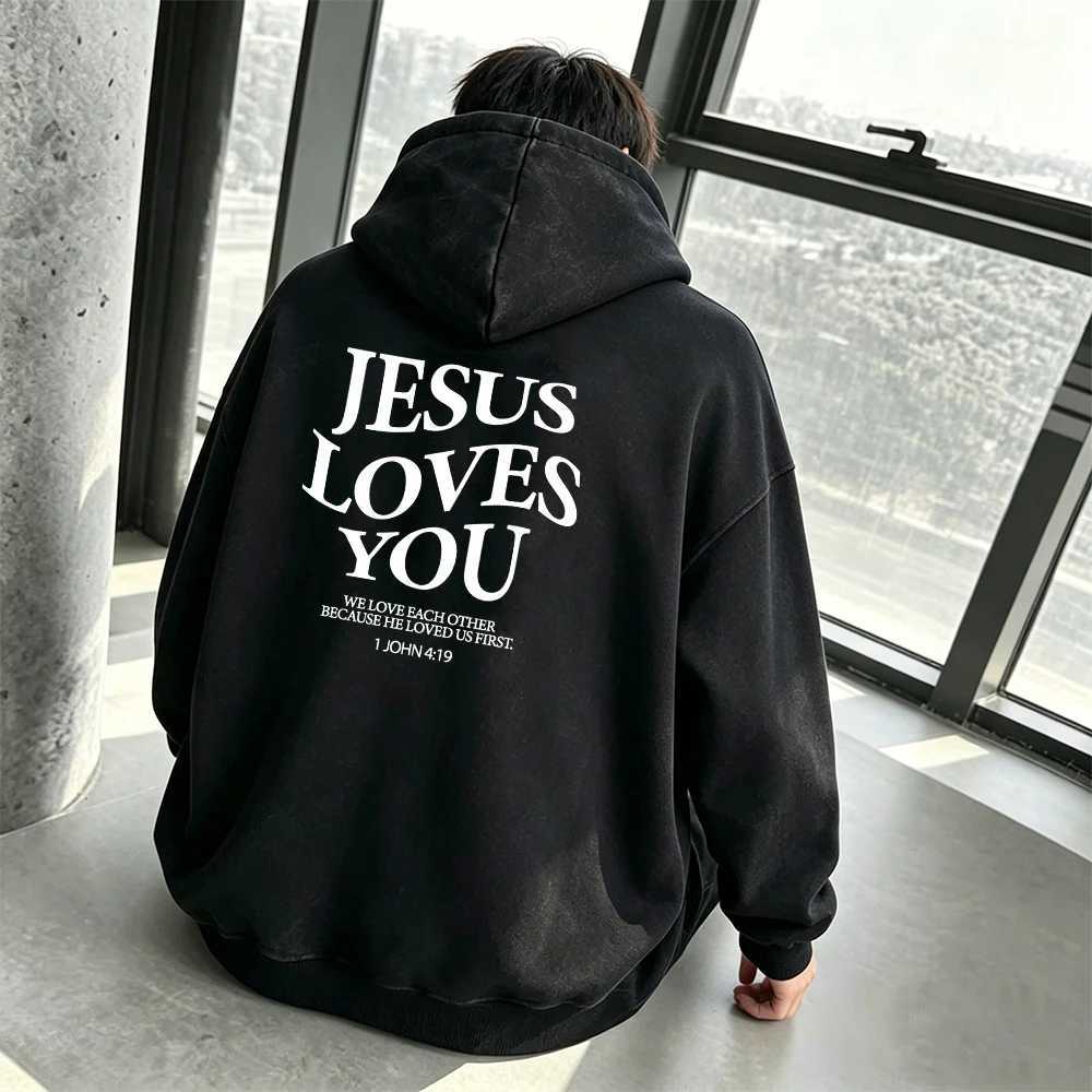Y2K Unisex Vintage Washed Black Hoodie Long Sve Pullover Retro Distressed Streetwear Sweatshirt Bible Faith Text Print S260918BBC5