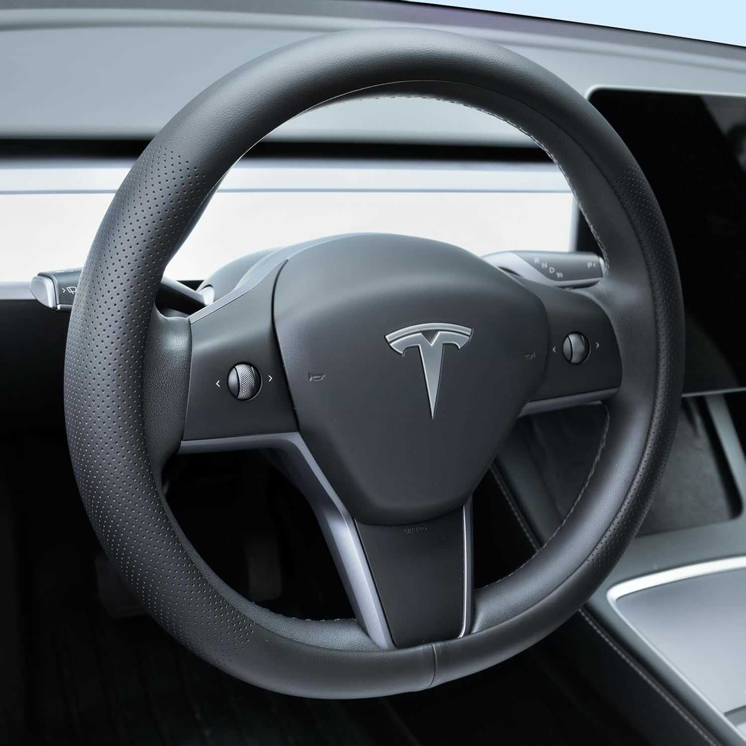 Nappa leather steering wheel cover compatible with Tesla Model 3/Y 2016-2025 2026 car steering wheel cover L26917
