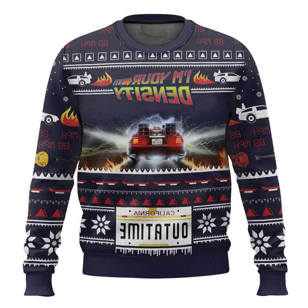 autumn Christmas hoodie and 2026 winter Back To The Future Ugly Christmas sweaters cartoon anime men's and women's pullovers sportswear C2