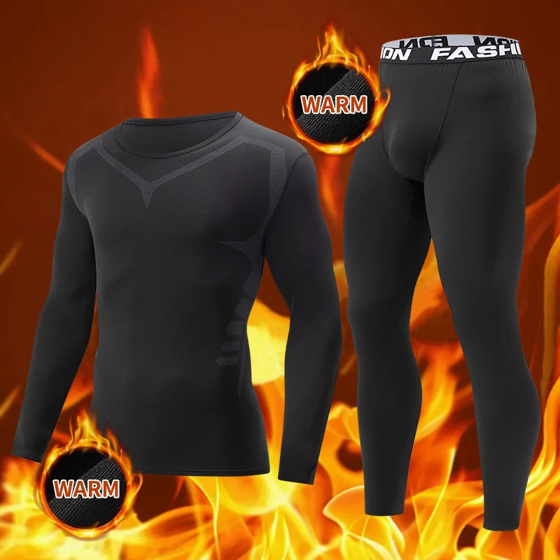 Men's tight warm long-sleeved trousers suit for autumn and winter men's fitness pants shirt running yoga athletes' sport 260917