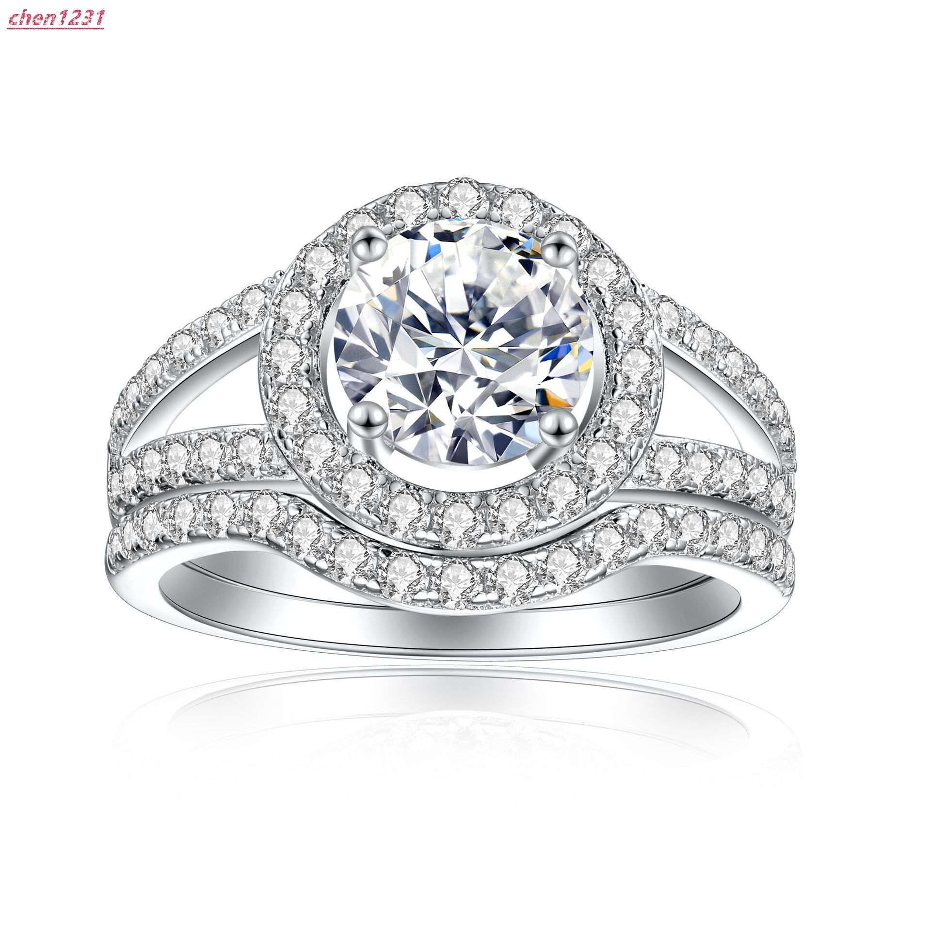 OAHLAN Wholesale Classic Vintage 1.5ct Cubic VVS Moissaniteia Round Brilliant Cut 925 Sterling Silver Wedding Bands Rings for Women