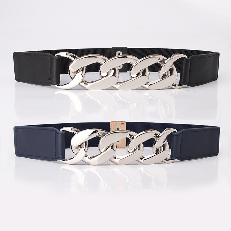 Fashionable high-quality belt Trend Exaggerated Metal Thick Chain Belt Motorcycle Punk Style Elastic Waistband Suit Decorative Belt Designer Belt