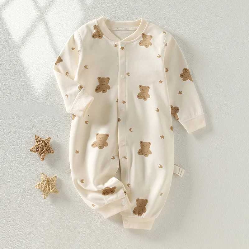 Spring 2026 Newborn Baby Rper Autumn 0-24M Girl Boy Cotton Onesie Infant Print Soft Breathable Sleepwear Kids ClothingW260917