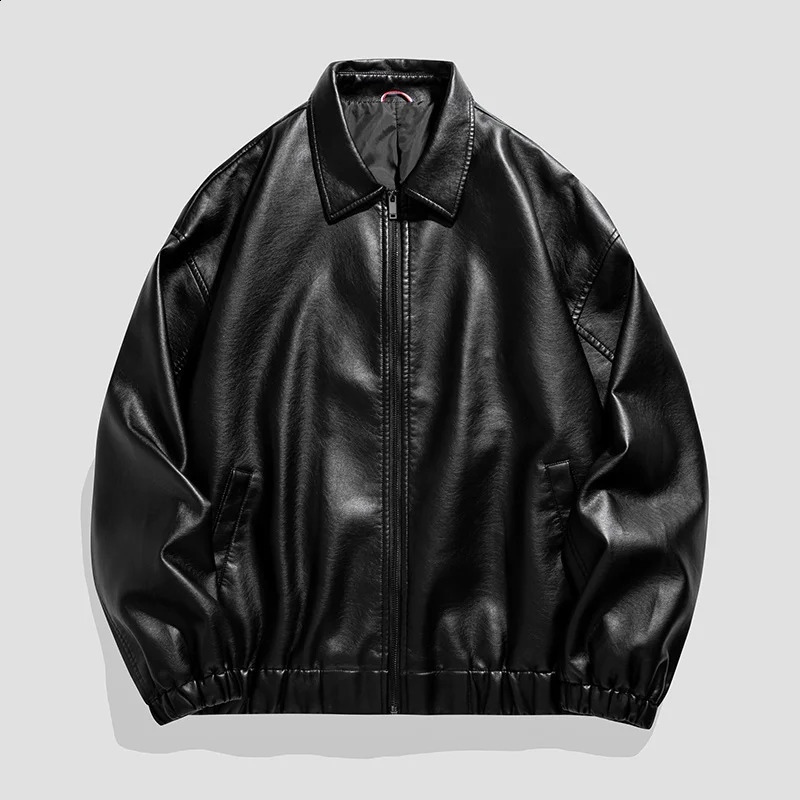 Trendy Mens Leather Jacket Baseball Motorcycle Jacket American Style Autumn Windproof Leather Coat High Quality Fashion Coat 260917
