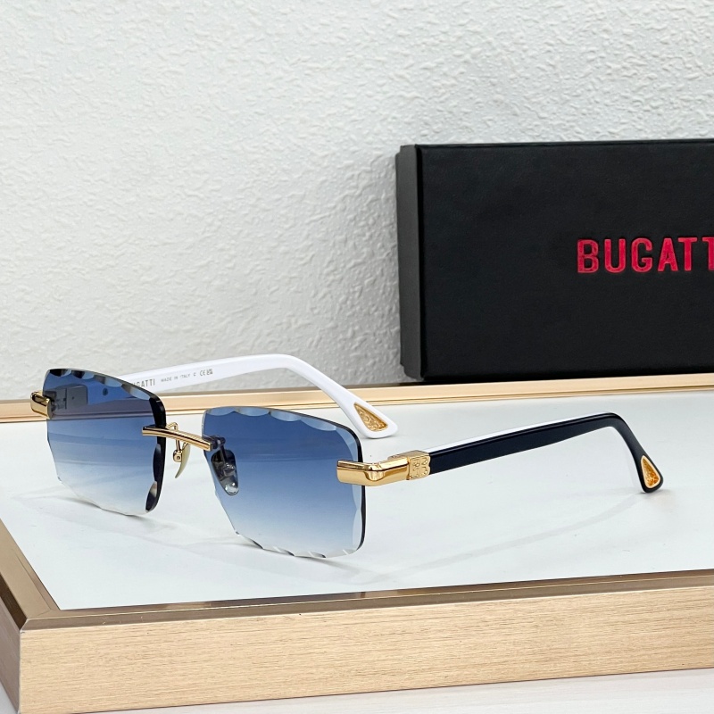 BUGATTI 36-KT/SD Rimless Sunglasses Top Quality Men Women Hand Cut Gradient Lens Luxury Metal Temple UV400 Shades With Original Box Size 60-17-145
