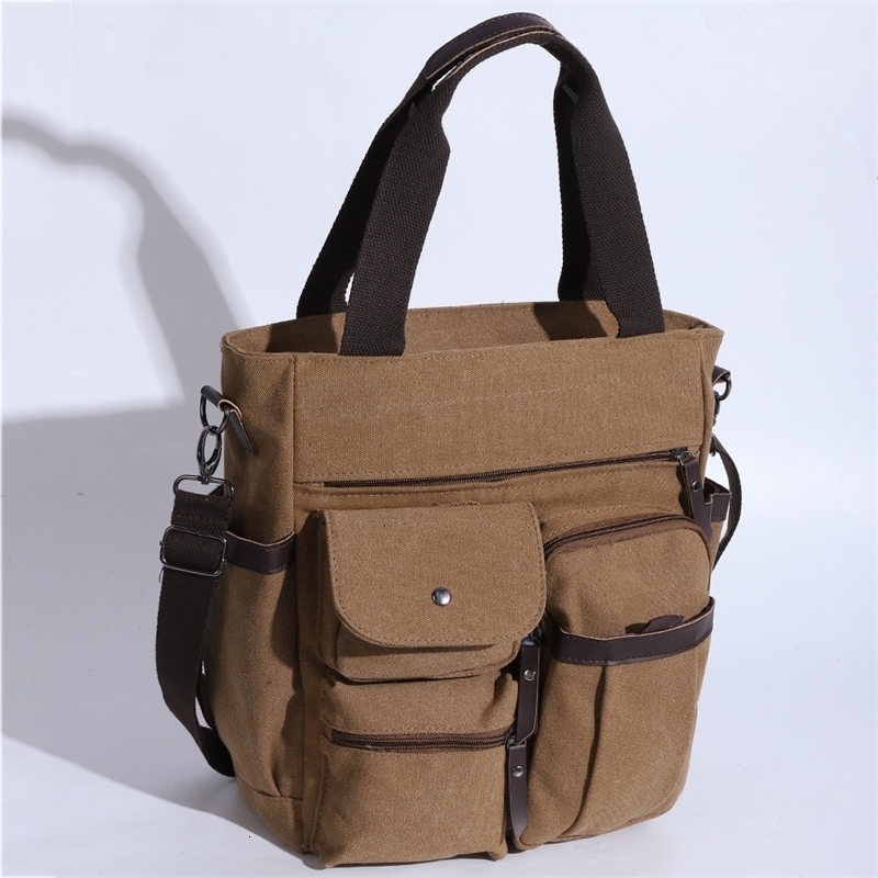 Men's Handbags Briefcase Canvas Shoulder Bag Man for Documents Large Capacity Tote Laptop Bag Crossbody Travel Bags Vintage K004 260917
