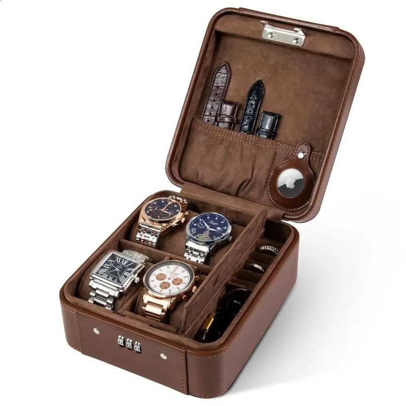 Leather Watch Box Portable Travel Watches Storage Bag y Wrist Watch Organizer Boxes Men's Watches Zipper Bags with Lock 260917