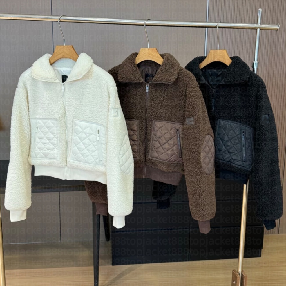 Designer Women yoga Jacket Down Jackets Puffer Jacket Lamb Wool Zipper down Hood Coats Warm Winter Outerwear Jacket XS-XL