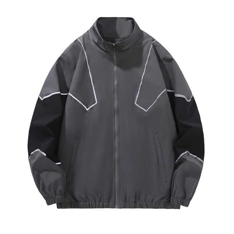 Stand Collar Reflective Strip Jackets for Men Fashion Casual Zipper Outerwear Trend Sports Style Male Clothes Spring Autumn New S260918AE3K