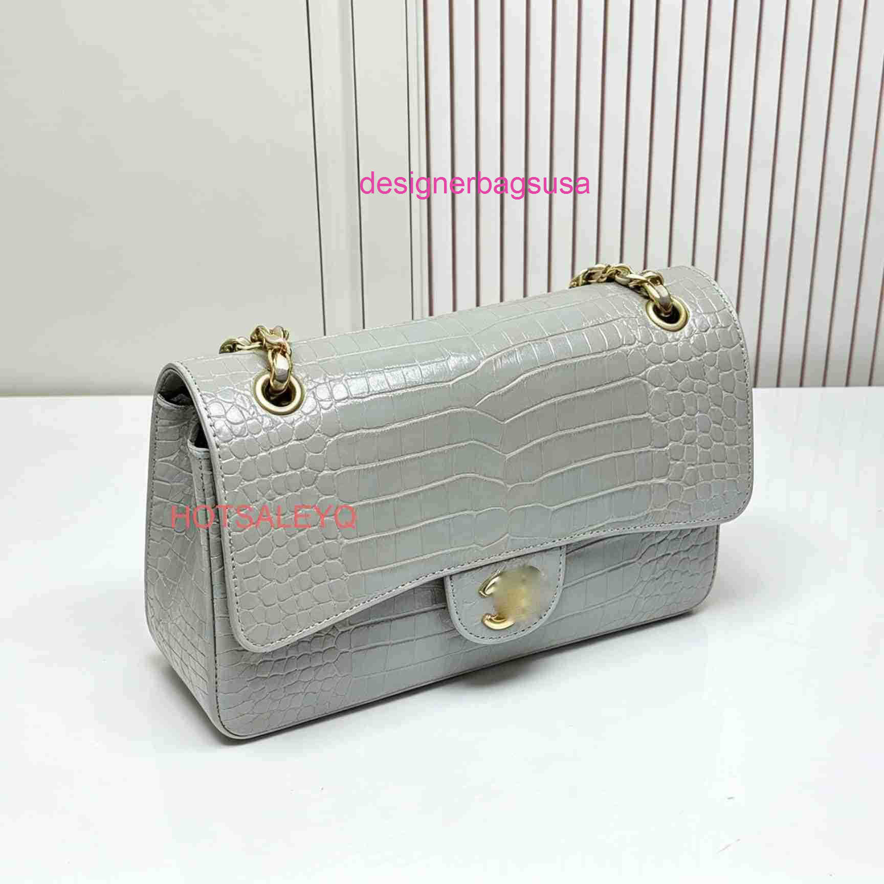 CF Bag Luxury Classic Flap Designer Style A01112 Womens Bag Top Layer Crocodile Leather Luxury Bag Handmade Bag With Solid Steel Gold Hardware Yqtgo