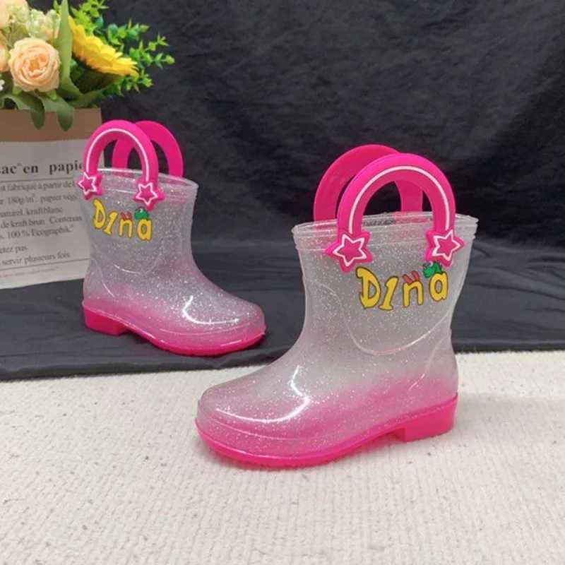 Kids Waterproof Rainbow Rain Boots for Toddler Preschool Non Slip Rubber Water Shoes Lightweight Warm Outdoor Boots for Girls X260917