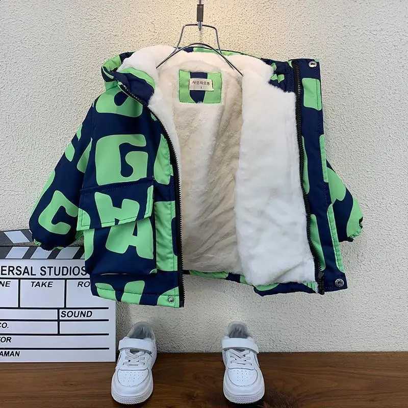 Boys Coat Jacket Outwear Tops Cotton 2023 Fashion Thicken Plus Velvet Winter Autumn Plus Size Overcoat Children's ClothesQ260917