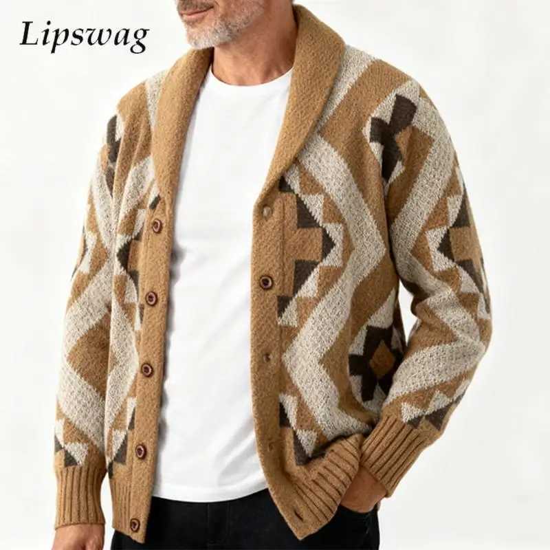 Stylish Mens Button-up Sweatercoats Autumn Winter Outdoor Casual Warm Knitted Cardigans Men Vintage Graphic Crochet Knit Jackets S2609187CNL