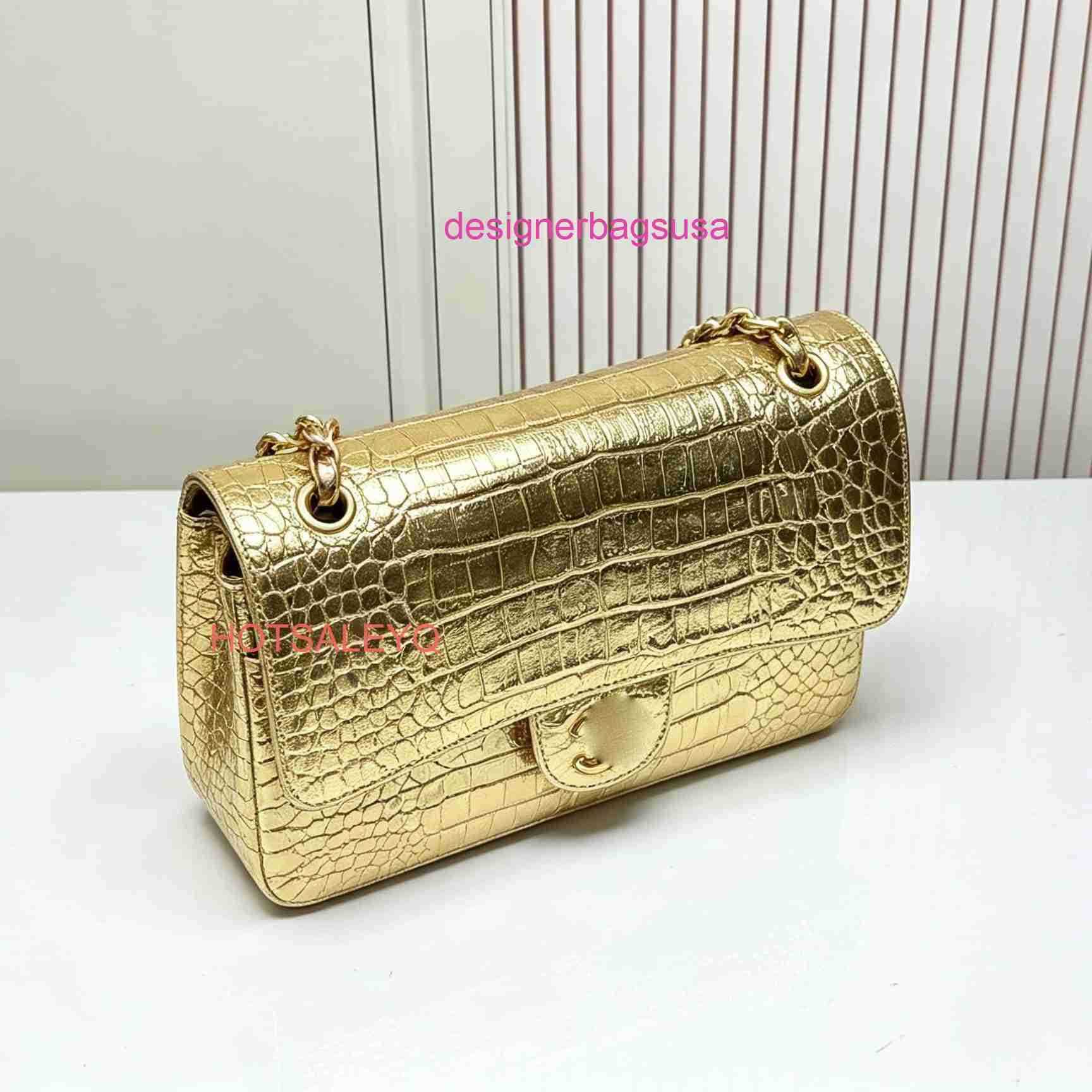 CF Flap Luxury Classic Designer Bag Style A01112 Womens Bag Top Layer Crocodile Leather Luxury Bag Handmade Bag With Solid Steel Gold Hardware Yqtgo