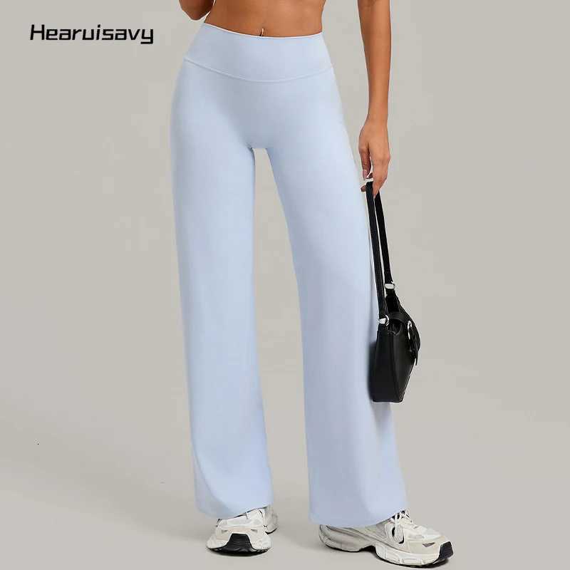 Hearuisavy Women Straight-Leg Sports Pants Gym Clothing Naked Feeling Compression Wide Leg Yoga Leggings Pilates Fitness Tights Q260917