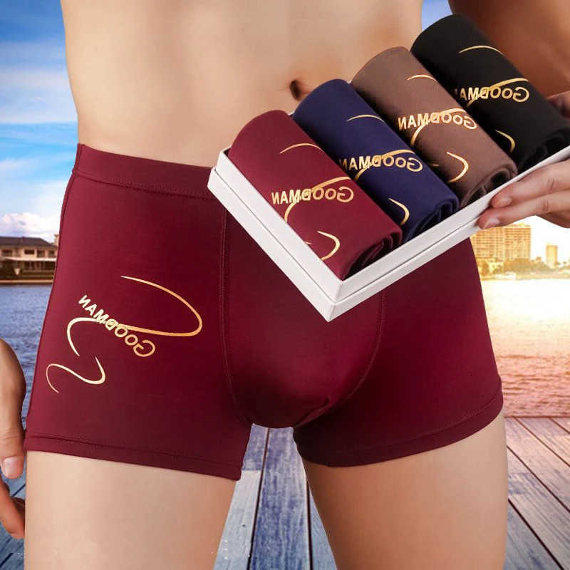 4 Pz / lotto Intimo Uomo Boxer Mutande Pantaloncini Mutande Maschili Seta del Ghiaccio Morbido Set Sexy da Uomo Mutandine Traspiranti Confortevole D