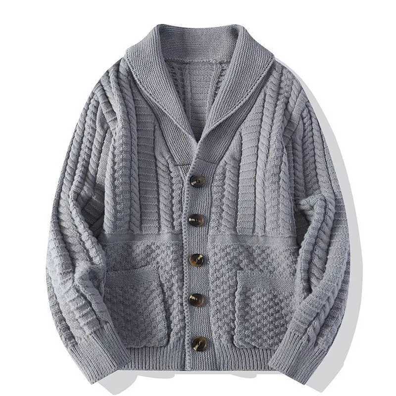 Korean Version Retro Hand-woven Twisted Sweater Men's Spring Autumn Thickened Sweater Lapel Cardigan Trendy Jacket Chic S260918MTFB