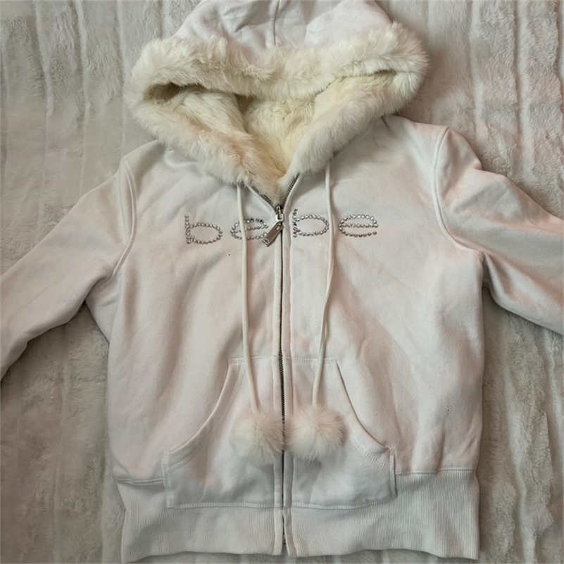 Subculture y2k millennial spice girl vintage plush zip-up hoodie female autumn winter slim drill n sense thin coat emo 260917ww